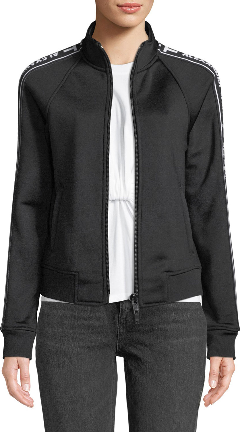T By Alexander Wang Sleek French Terry Shrunken Logo Track Jacket