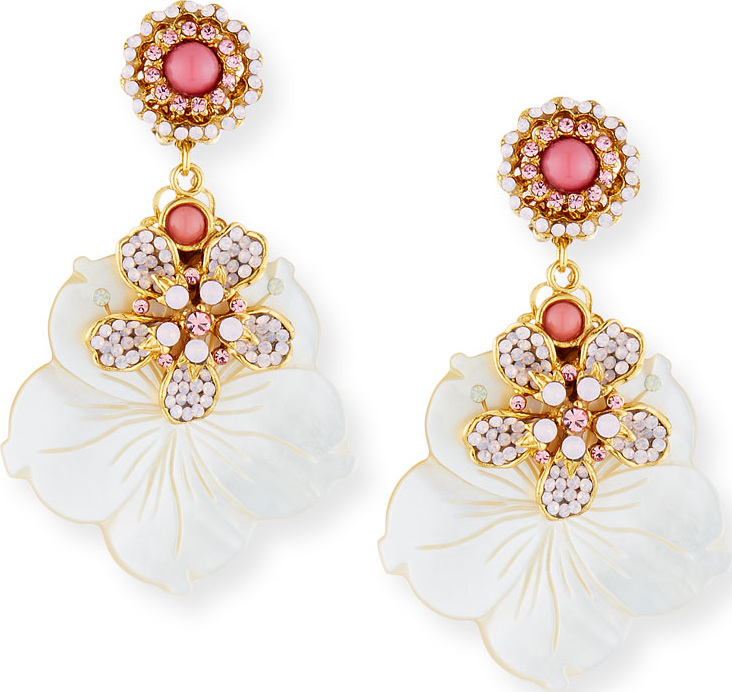 Jose & Maria Barrera Mother-of-Pearl & Opal Flower Drop Earrings