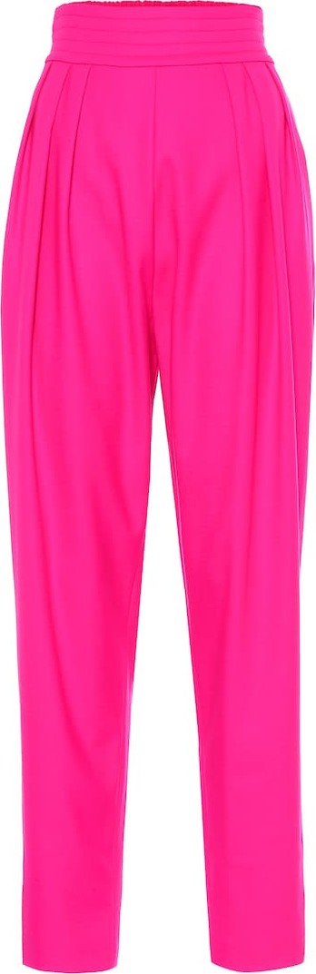 Attico High-rise wool-blend pants