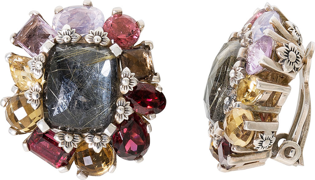 Stephen Dweck Flower Cluster Clip-On Earrings