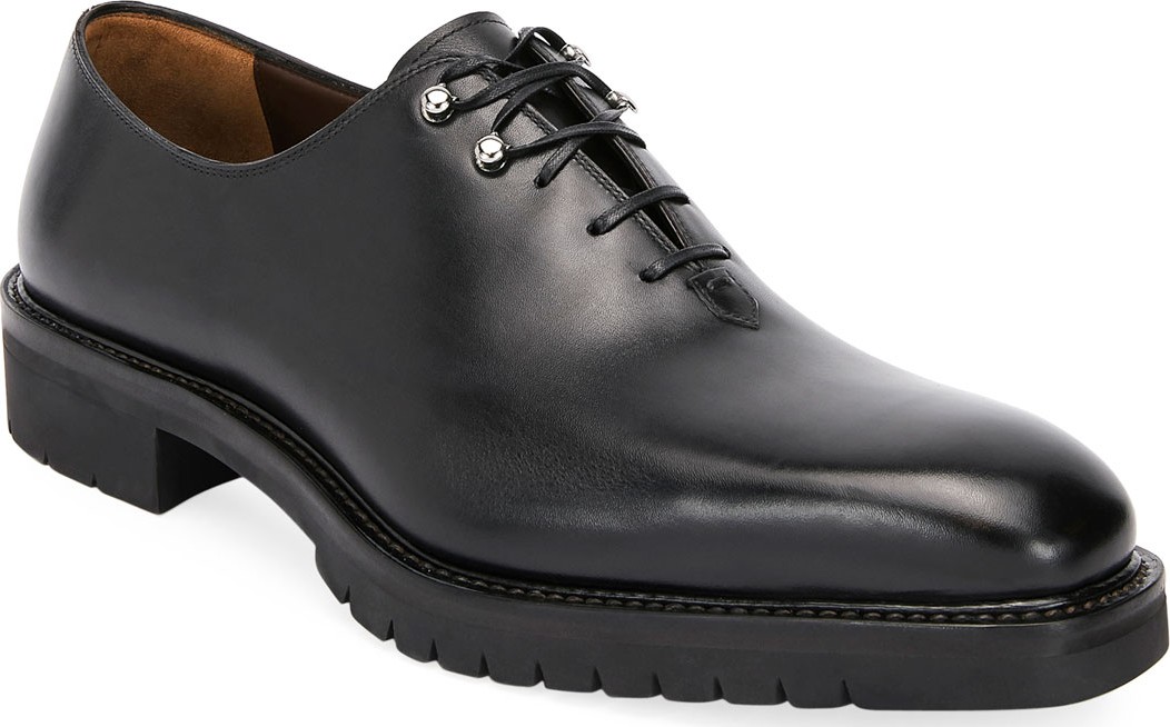 Salvatore Ferragamo Men's Burlap Lug-Sole Lace-Up Shoes