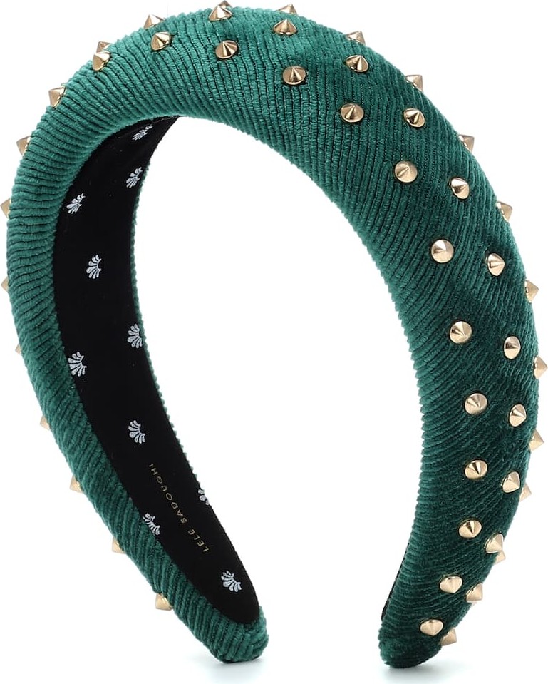 Lele Sadoughi Embellished corduroy headband