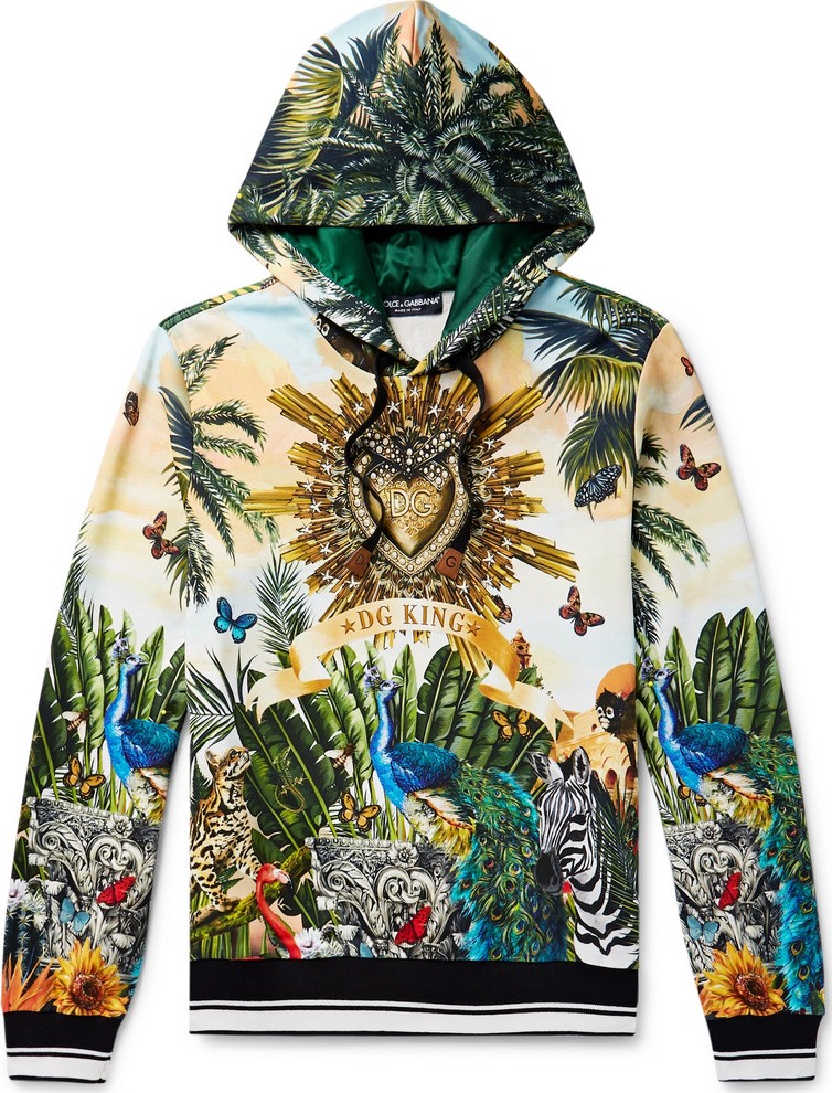 Dolce & Gabbana Printed Loopback Cotton-Jersey Hoodie