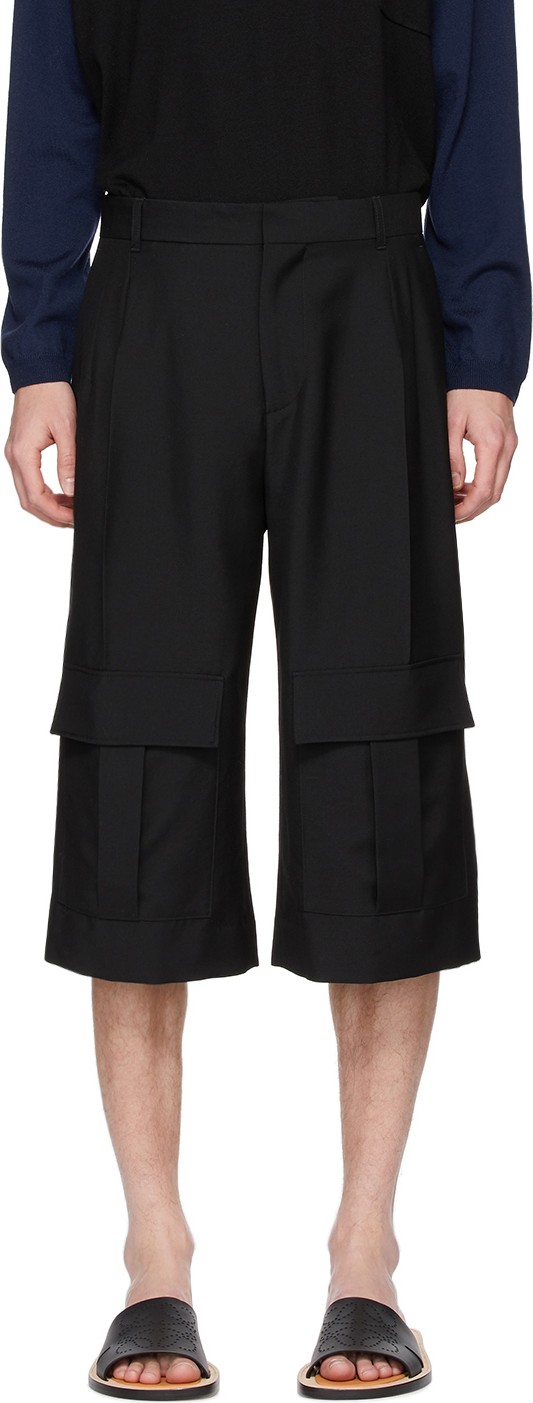 LOEWE Navy Wool Cargo Short Trousers