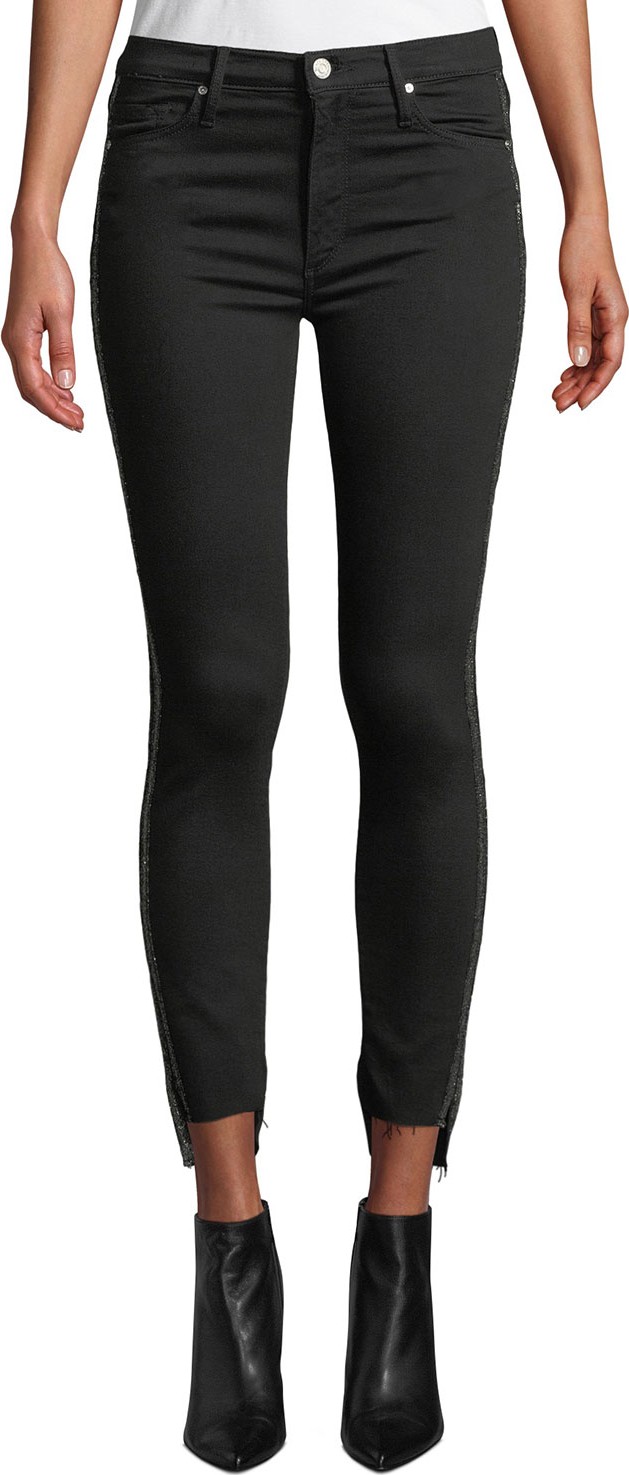 Black Orchid Miranda Step-Hem High-Rise Skinny with Racer Stripes