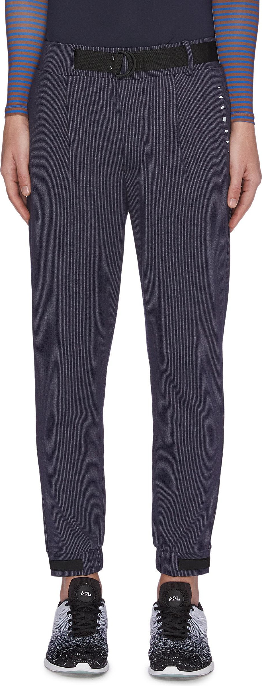 Particle Fever Pinstripe darted belted sweatpants