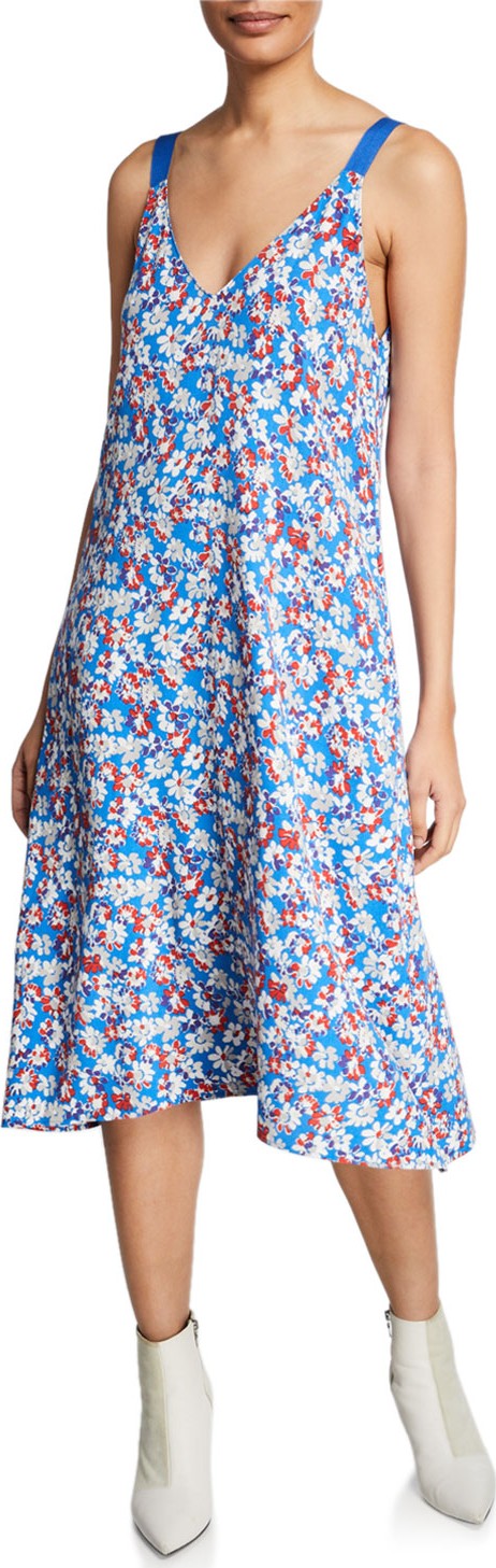 Rag & Bone Estell V-Neck Floral Sleeveless Midi Dress