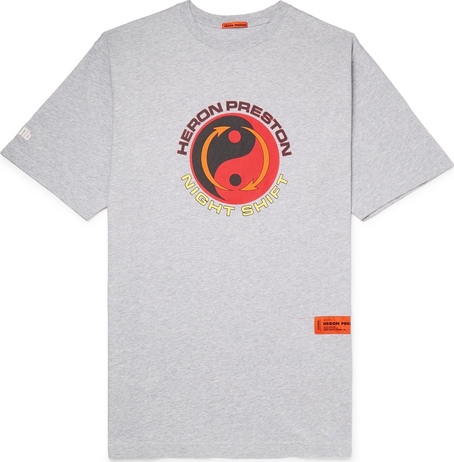 Heron Preston Printed Mélange Cotton-Jersey T-Shirt