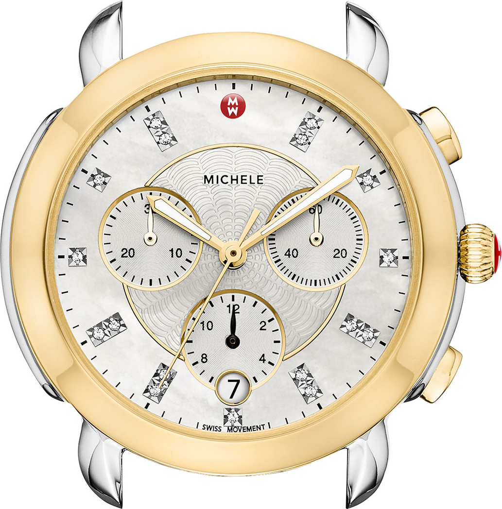 MICHELE Sidney 18K Two-Tone Watch Head with Diamonds, Gold/White