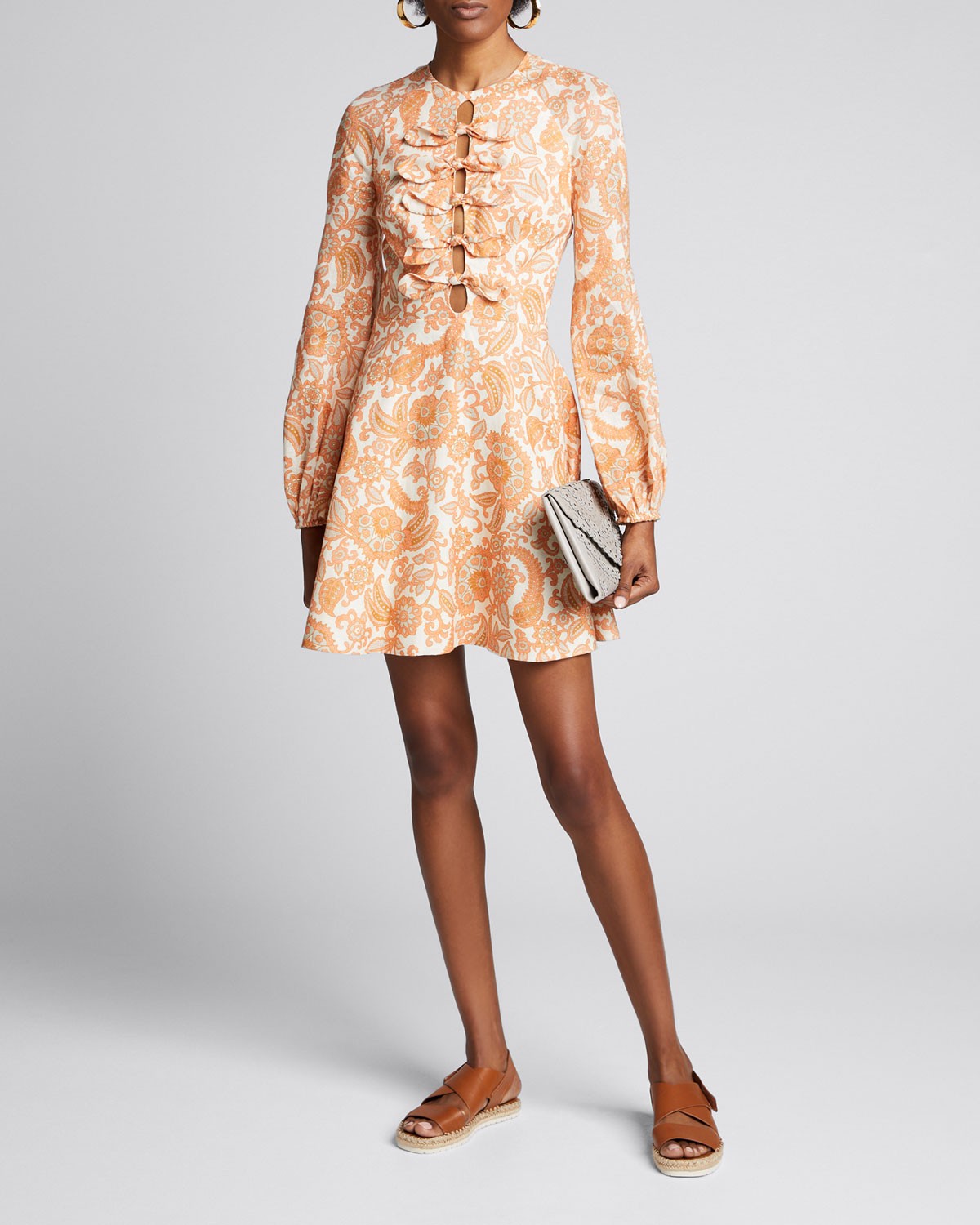 Zimmermann Peggy Printed Tie-Front Dress