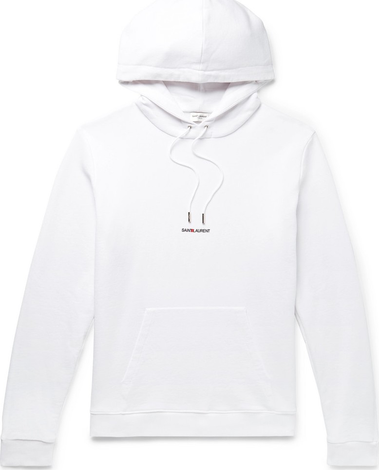 Saint Laurent Logo-Print Loopback Cotton-Jersey Hoodie