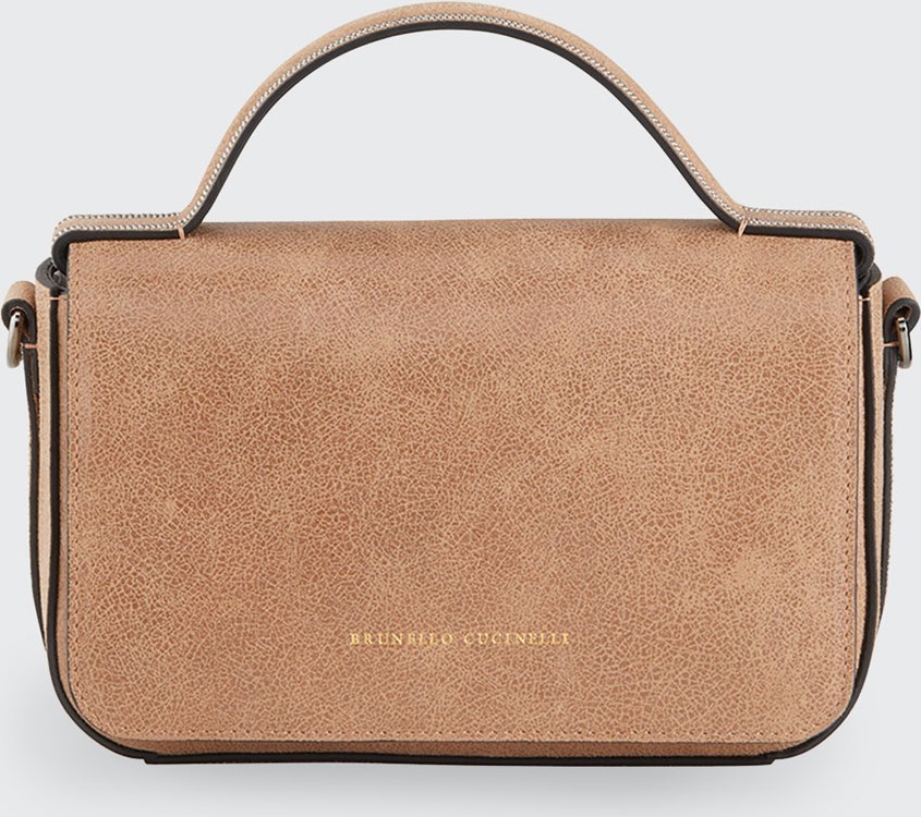 Brunello Cucinelli Rustic Leather Top Handle Satchel Bag