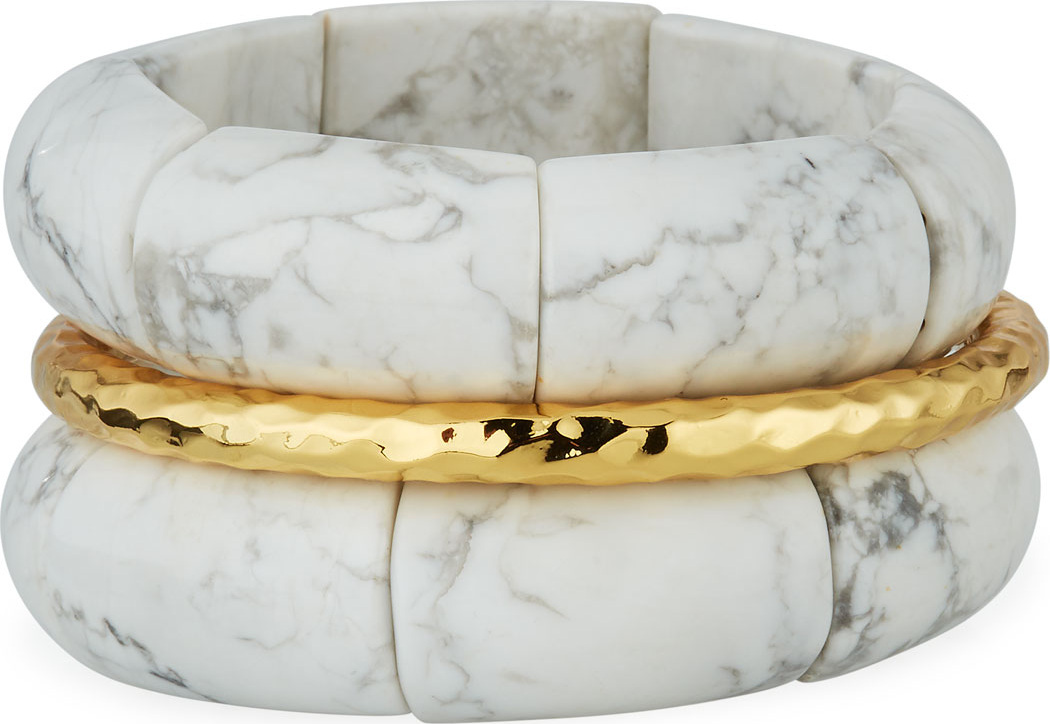 NEST Jewelry Howlite & Golden Bracelets, Set of 3