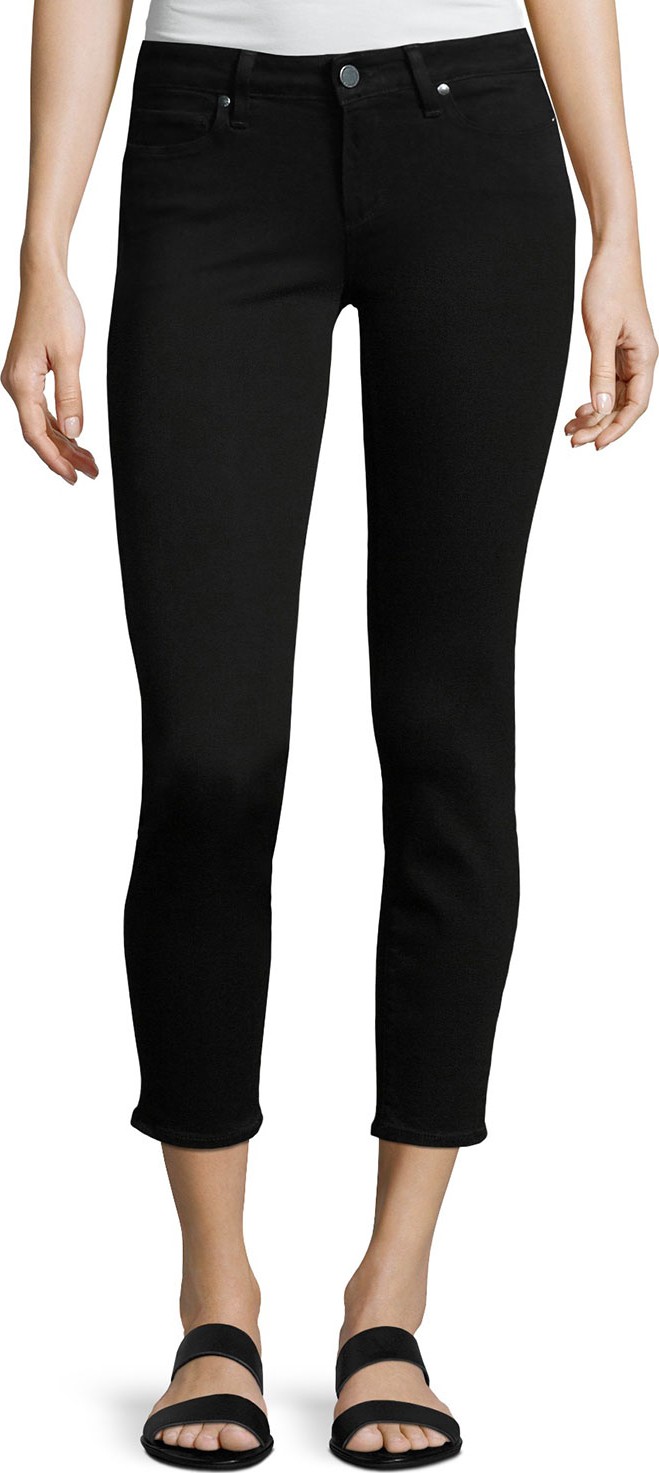 PAIGE Verdugo Crop Mid-Rise Skinny Jeans, Black