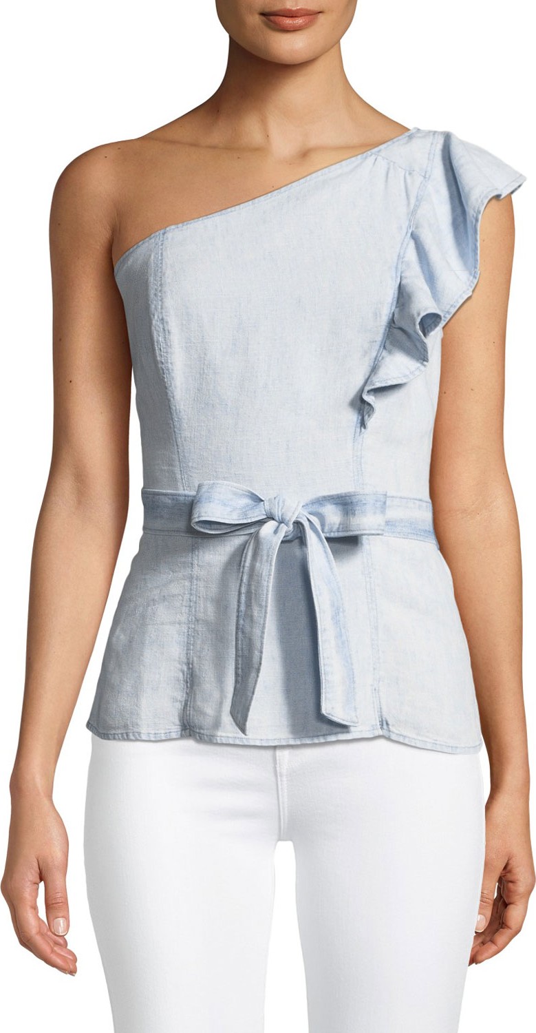 PAIGE Cantina One-Shoulder Ruffle Top