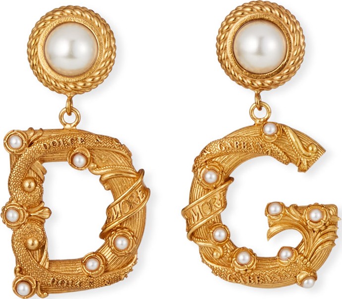 Dolce & Gabbana Pearl-Post DG Earrings