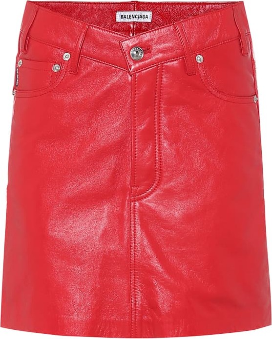 Balenciaga High-rise leather miniskirt