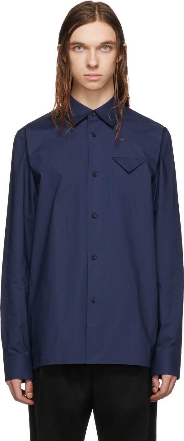 Bottega Veneta Navy Refined Light Cotton Poplin Shirt
