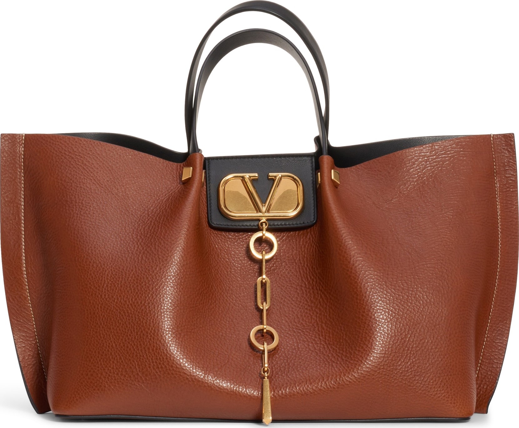 Valentino Medium Go Logo Leather Tote