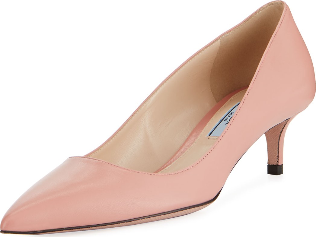Prada Kidskin Leather 45mm Pumps, Pink