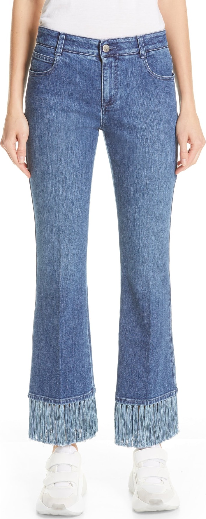Stella McCartney Fringe Hem Kick Flare Jeans