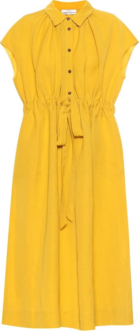 Co Drawstring-waist linen-blend dress