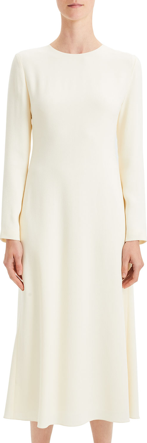 Theory Textured Viscose Cady A-Line Long-Sleeve Dress