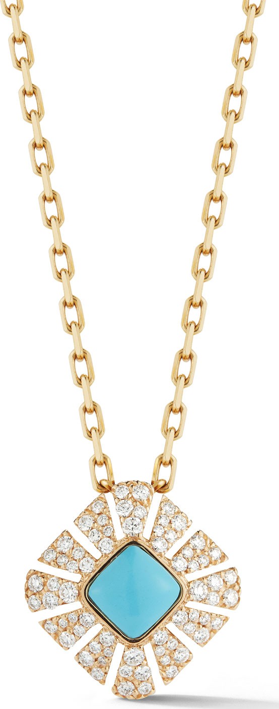 Miseno Vesuvio 18k Diamond & Turquoise Pendant Necklace