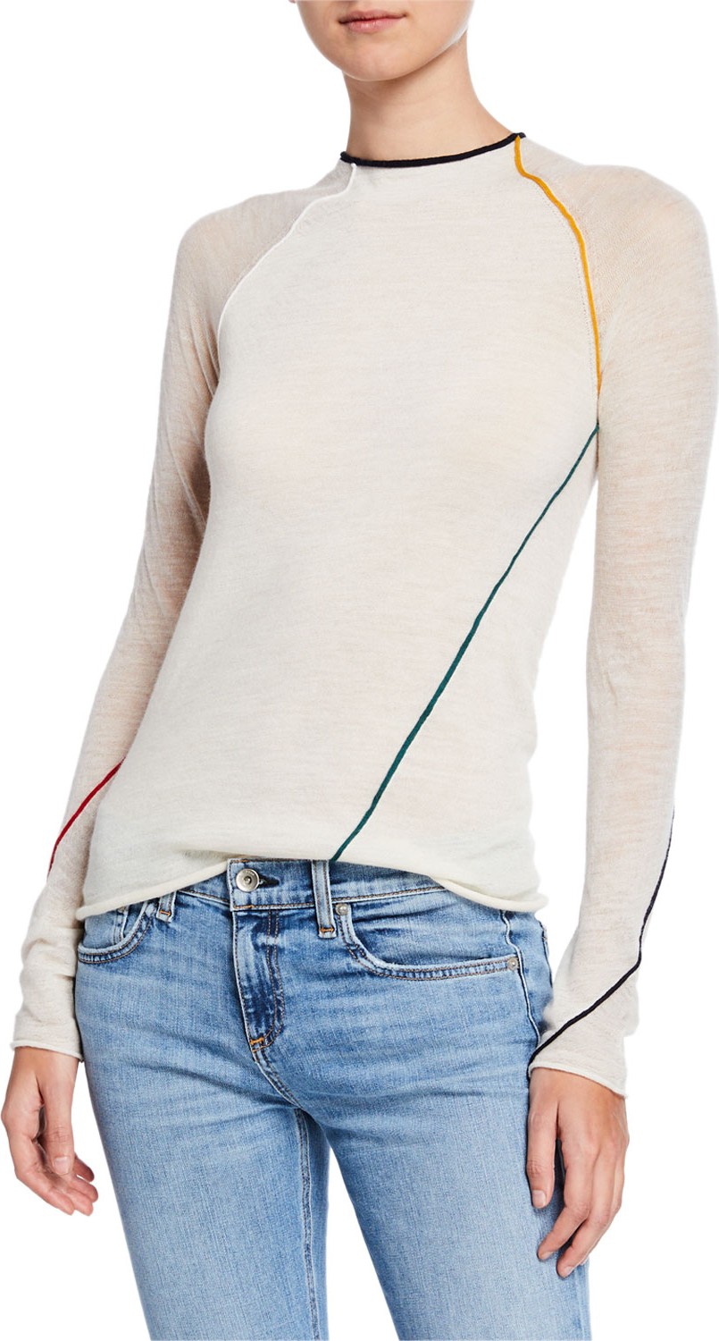 Rag & Bone Lydia Alpaca-Blend Crewneck Top w/ Seams