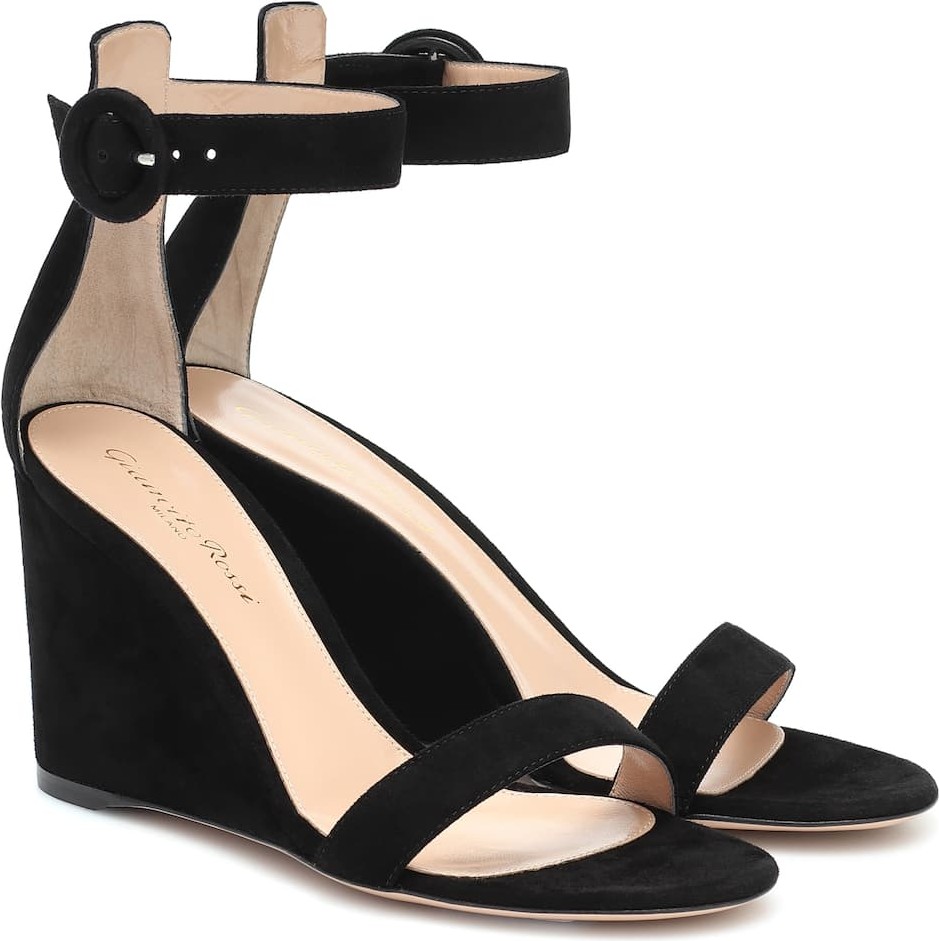 Gianvito Rossi Portofino suede wedge sandals
