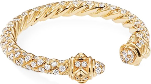 David Yurman Renaissance 18k Gold & Full Diamond Ring, Size 6