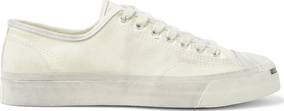 Converse Jack Purcell OX Distressed Suede-Trimmed Canvas Sneakers Converse Jack Purcell OX Distressed Suede-Trimmed Canvas Sneakers