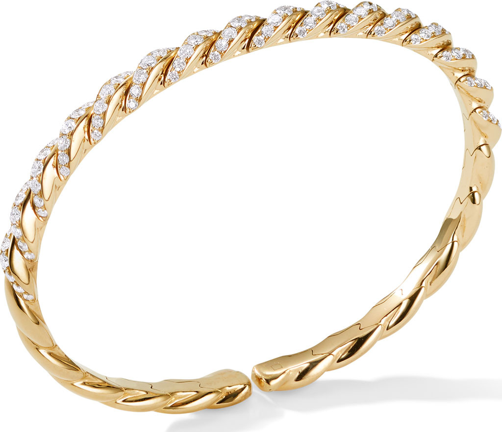 David Yurman Pave Flex 18k Gold & Diamond Bracelet, Size M