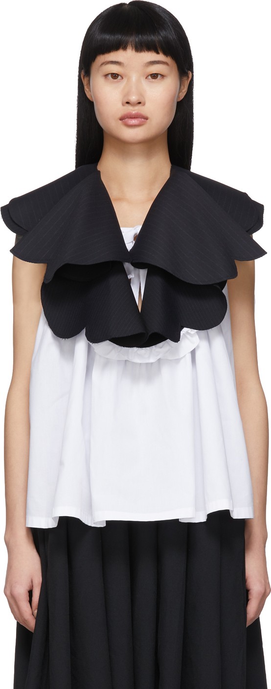 Tricot Comme des Garçons Navy Ruffled Vest