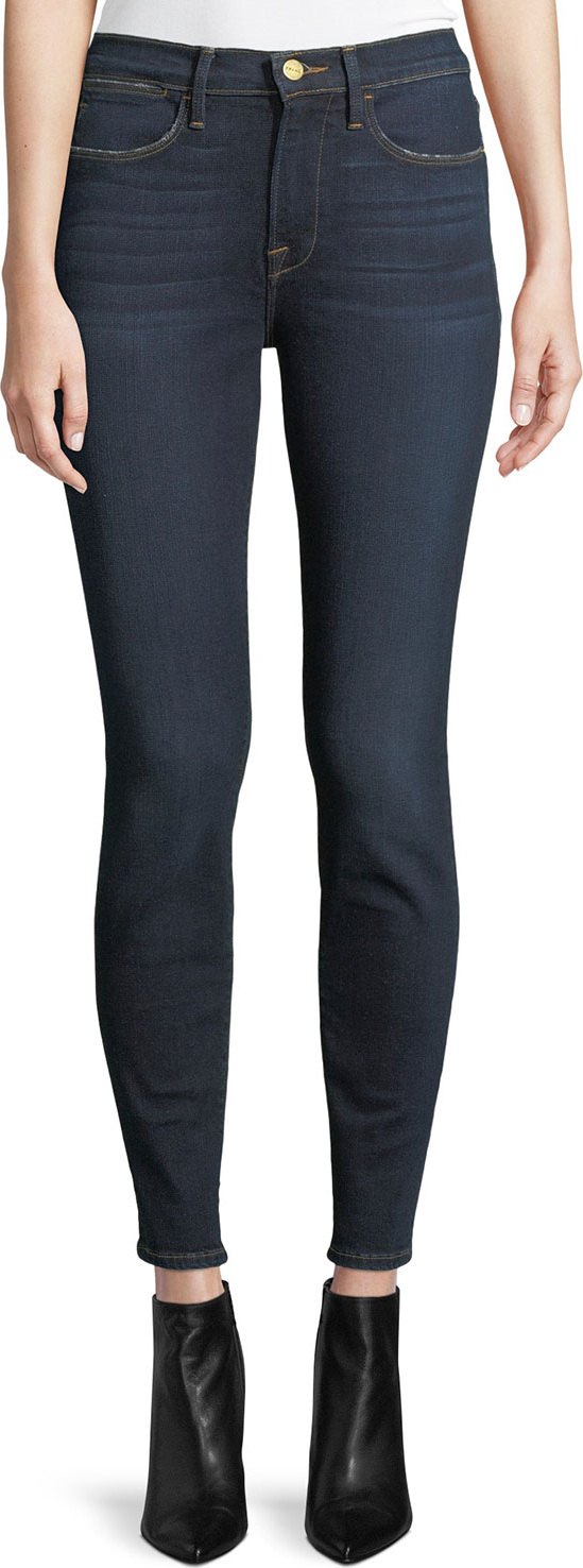 FRAME DENIM Le High Skinny Jeans with Lightly Distressed Pockets