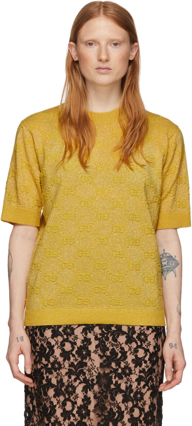 Gucci Yellow Lurex GG Sweater