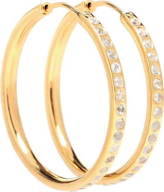 Theodora Warre White sapphire pave hoop earrings