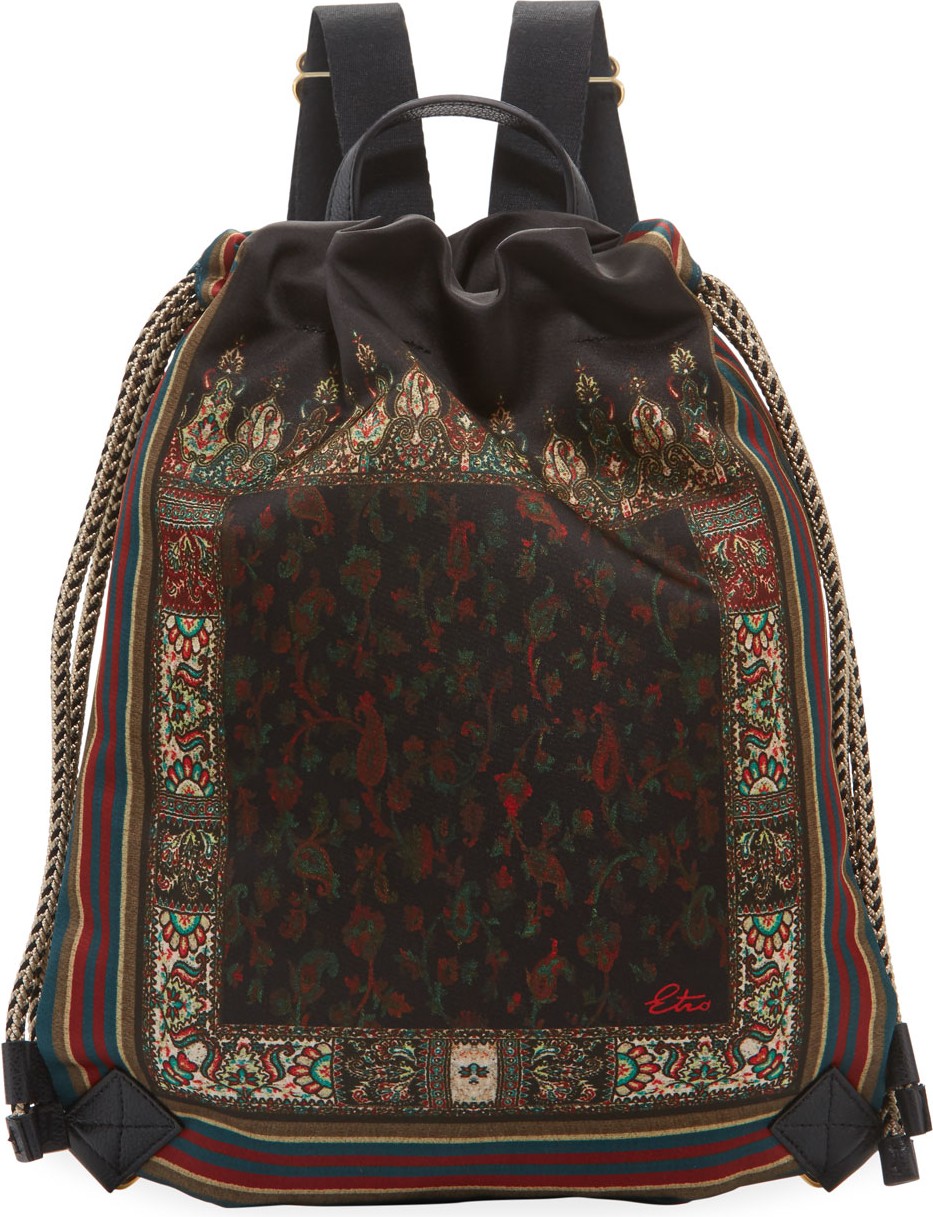 Etro Mini Floral Satin Cinch Backpack