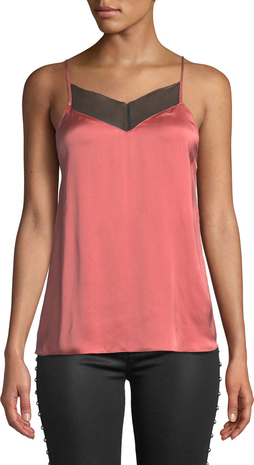 7 For All Mankind V-Neck Cami with Contrast Trim
