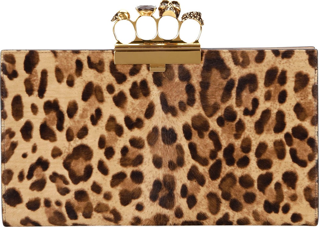 Alexander McQueen Four-Ring Cheetah Clutch Bag