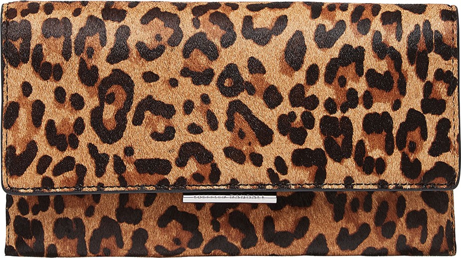 Loeffler Randall Tab Leopard-Print Calf Hair Clutch Bag