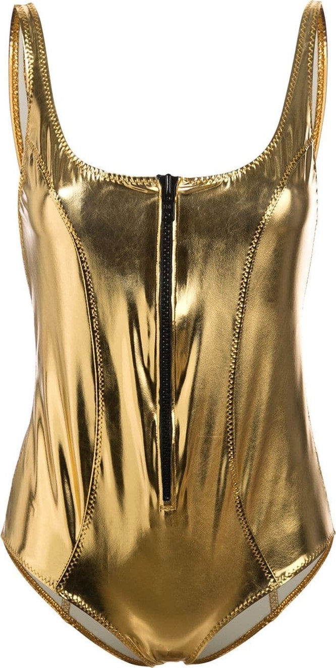 Lisa Marie Fernandez zipped swimsuit