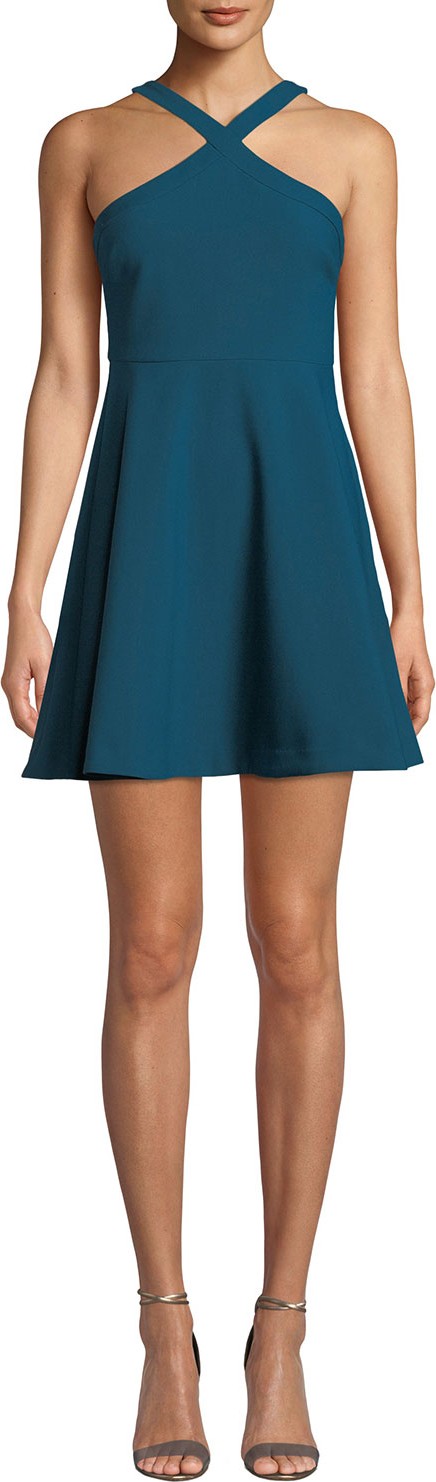 LIKELY Ashland Halter Sleeveless Fit-and-Flare Short Dress