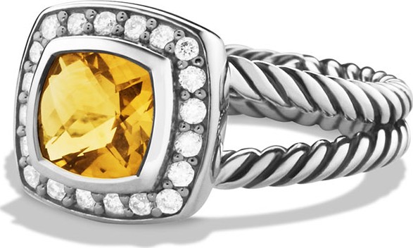 David Yurman Petite Albion Ring with Citrine and Diamonds