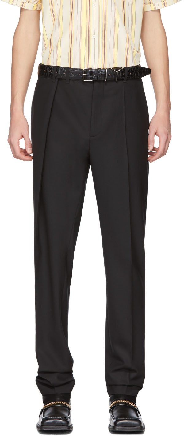 Y/Project Black Wool Oversized Waist Trousers