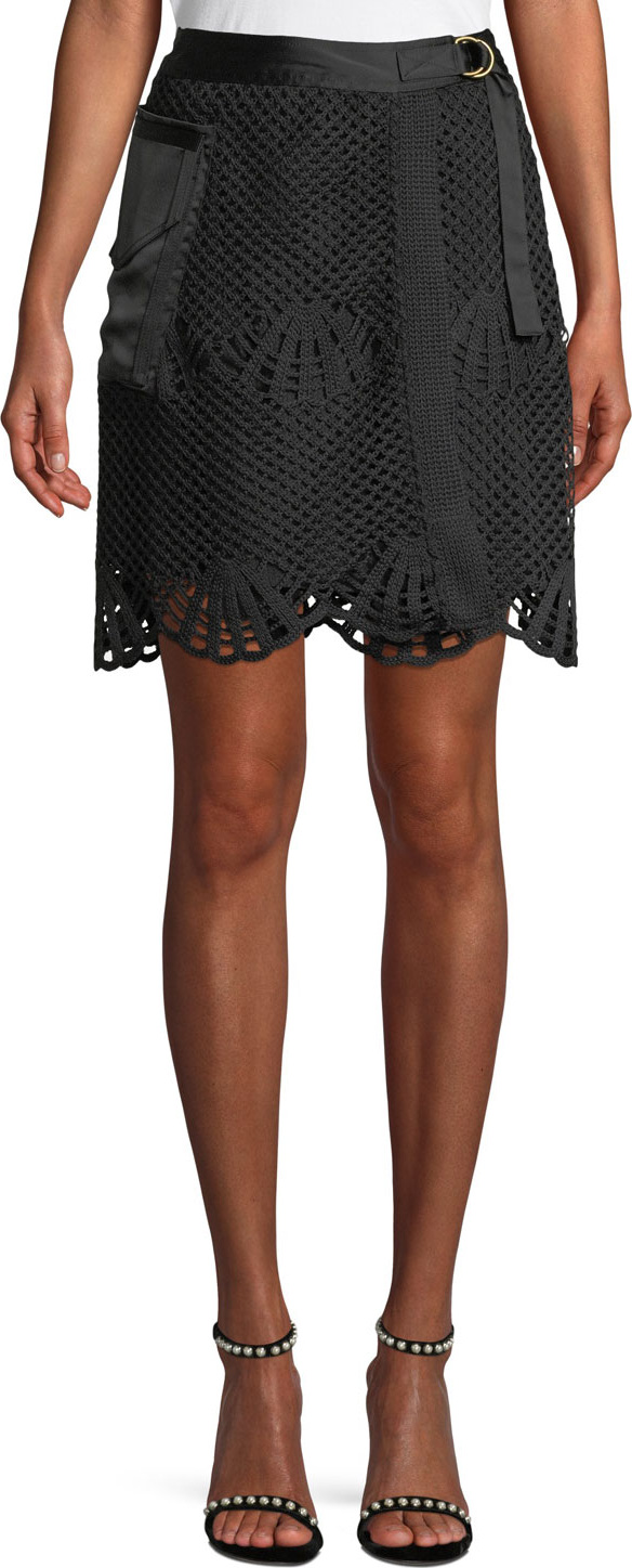 Self Portrait Scalloped Crochet Lace Mini Skirt