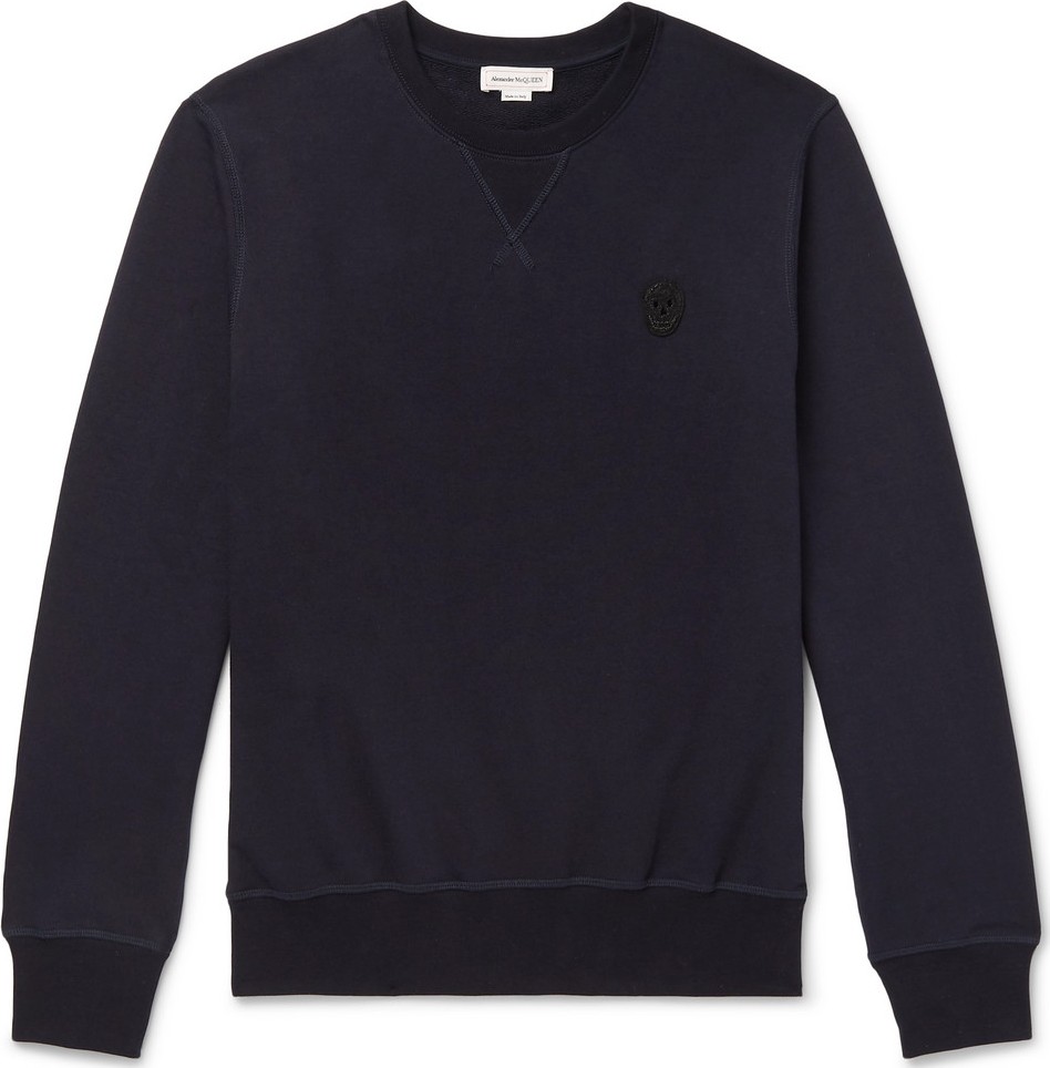 Alexander McQueen Slim-Fit Skull-Embellished Loopback Cotton-Jersey Sweatshirt