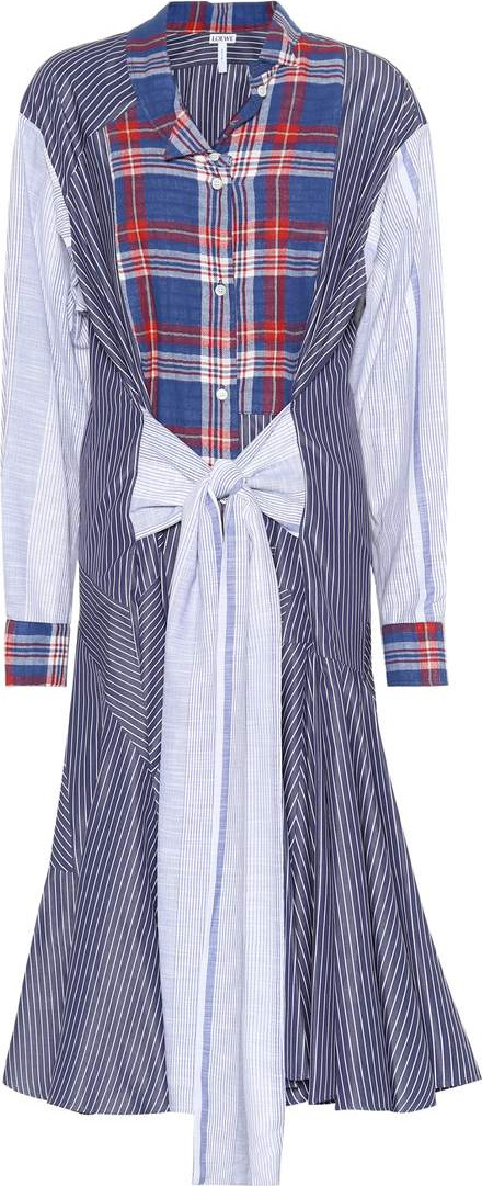 LOEWE Plaid and striped shirt dress