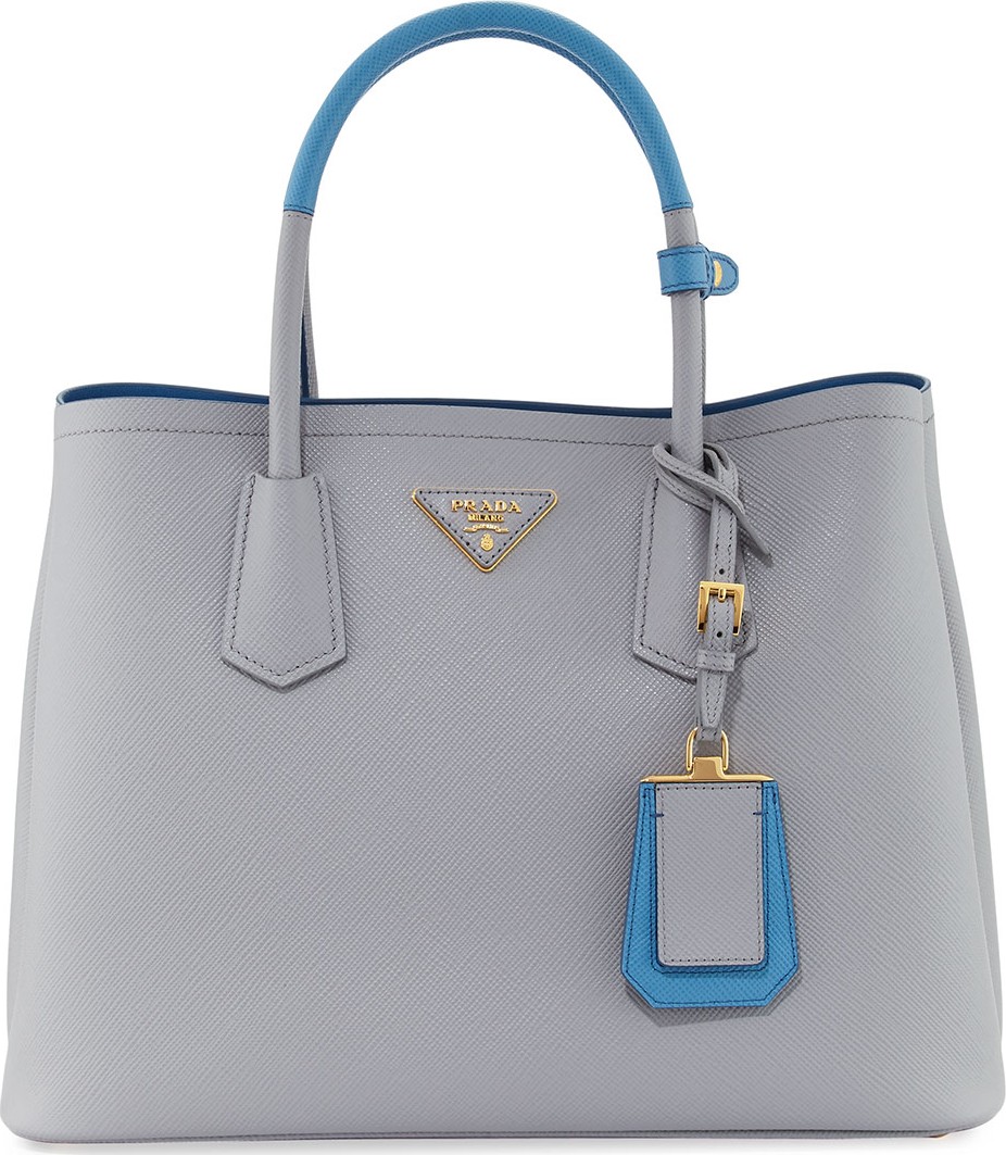 Prada Saffiano Cuir Medium Bicolor Double Tote Bag