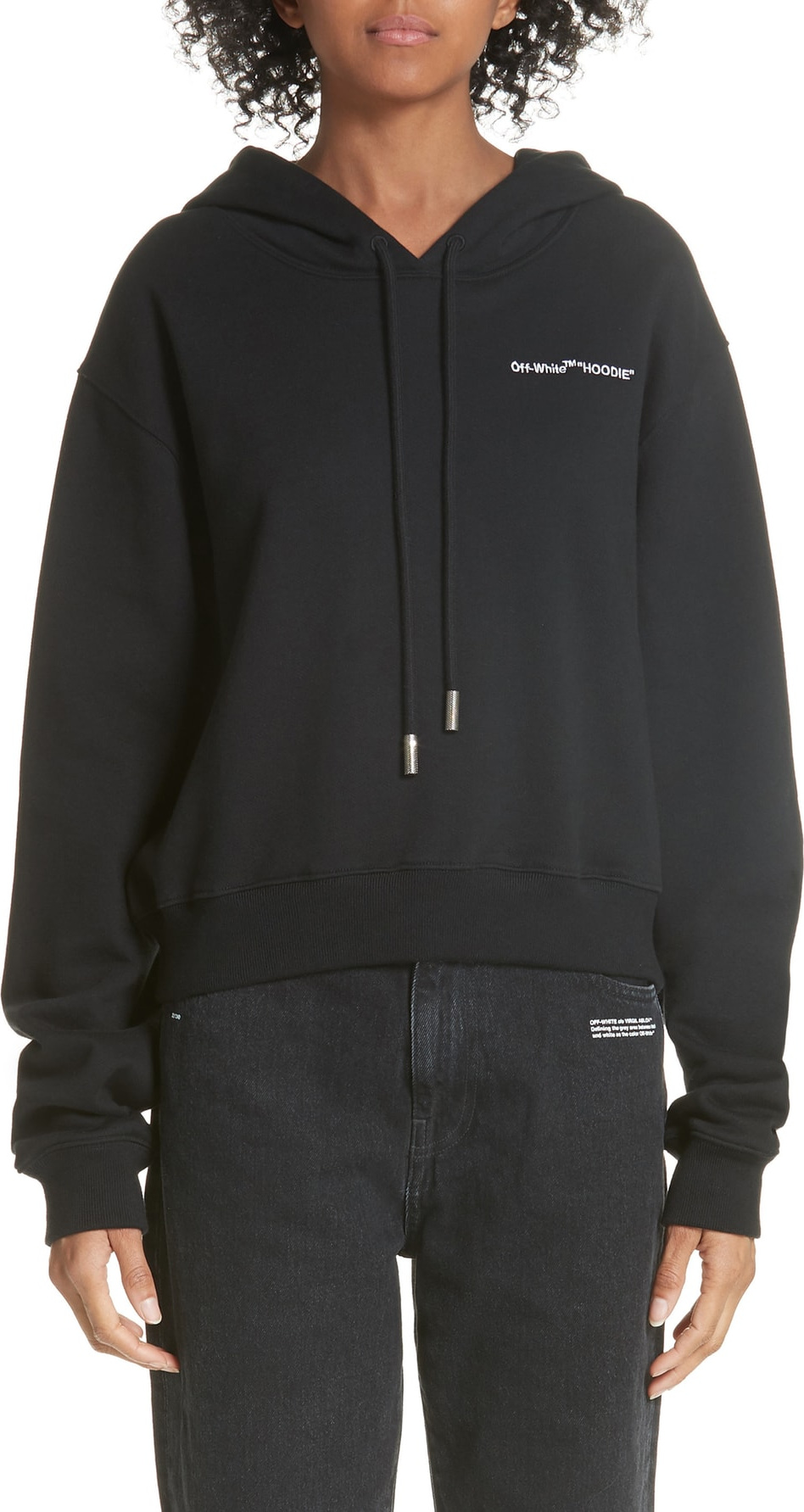 Off White Quotes Crop Hoodie